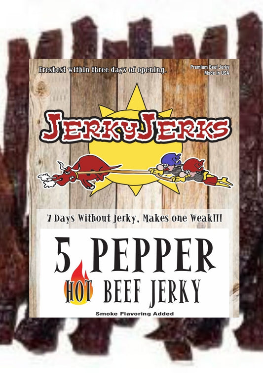 FIVE PEPPER HOT JERKYJERKS 7oz