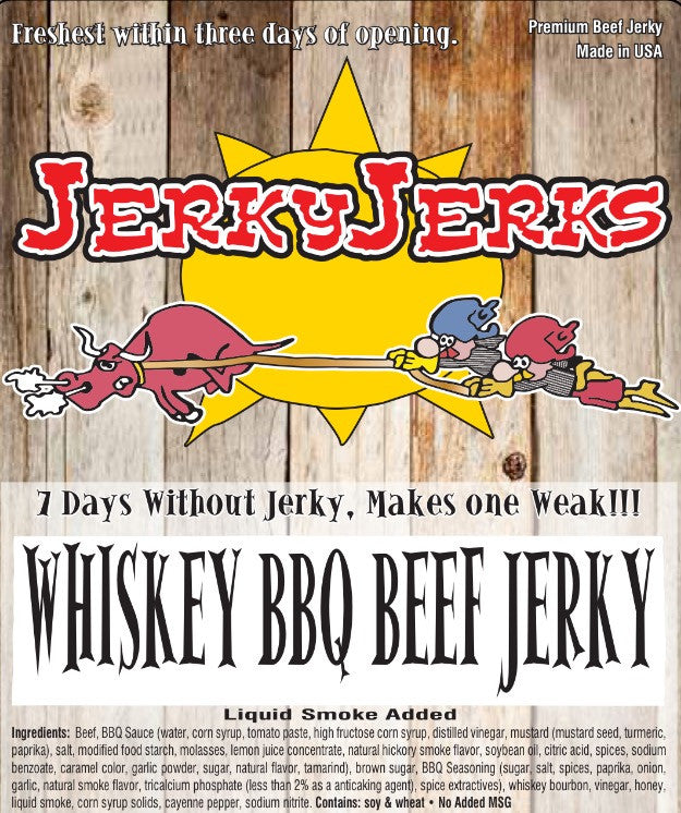 a WHISKEY BBQ JERKYJERKS 7oz