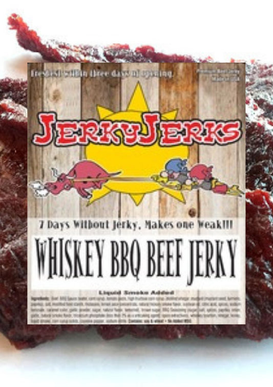 a WHISKEY BBQ JERKYJERKS 7oz